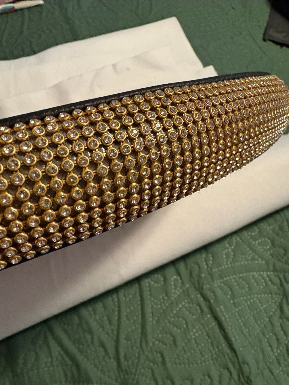 Gold Diamond Bling Steering Wheel Cover - Black and Gold
